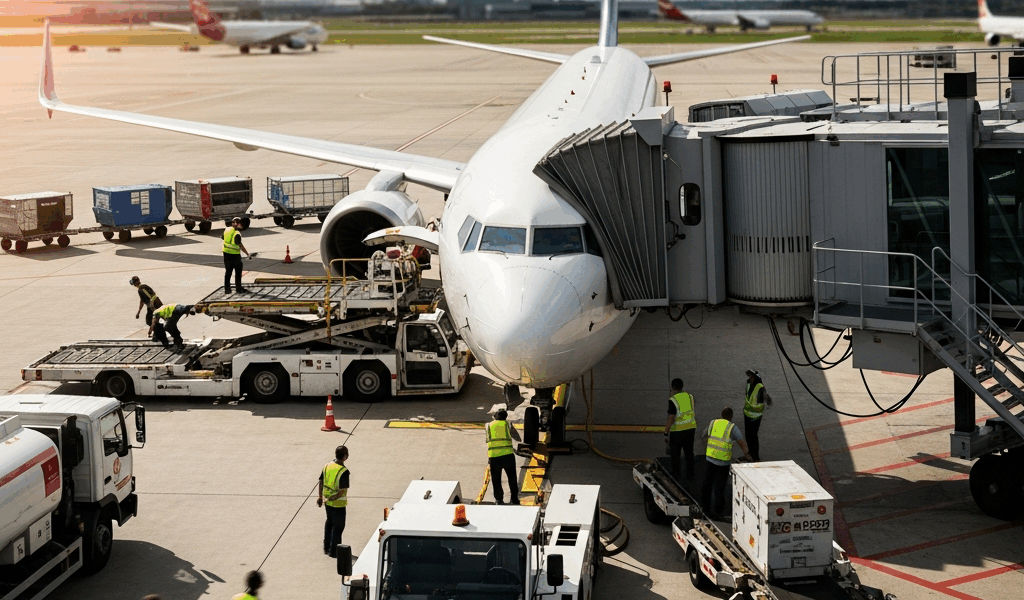 commercial aircraft at airport gate during quick turnaround 20260331 084018