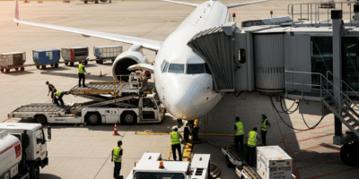 commercial aircraft at airport gate during quick turnaround 20260331 084018